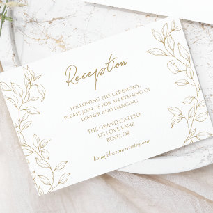 Klassiskt Guld Greenery Wedding Reception Tilläggskort