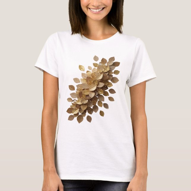 Klassiskt Guld GULD LÖV 3D Text Konst T Shirt (Framsida)