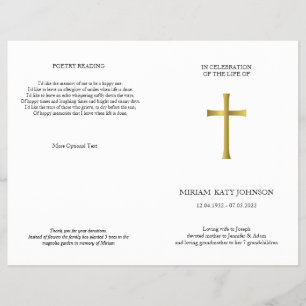 Klassiskt Guld Kor, elegant, bördig minnesstund Reklamblad