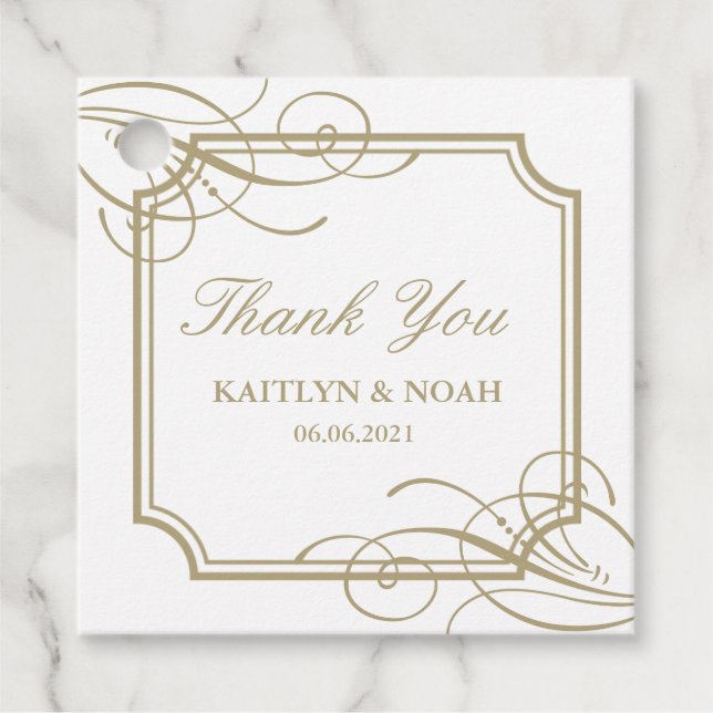 Klassiskt Guld Luxury Bröllop Tack Gåvor Etiketter (Framsida)