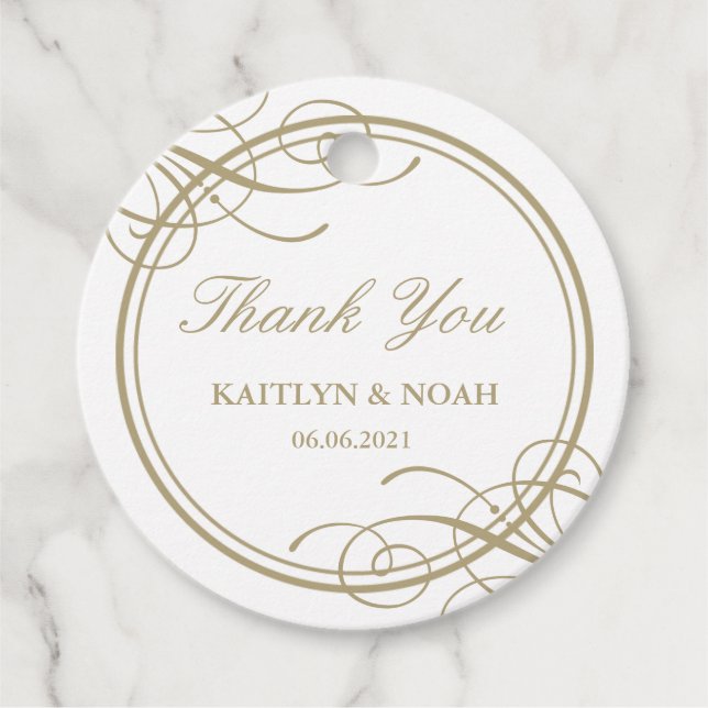 Klassiskt Guld Luxury Bröllop Tack Gåvor Etiketter (Framsida)