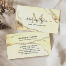 Klassiskt Guld Marble Agate-skript Monogram