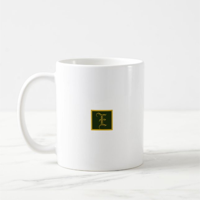 Klassiskt Guld och Grönt Monogram minimalistiskt M Kaffemugg (Vänster)