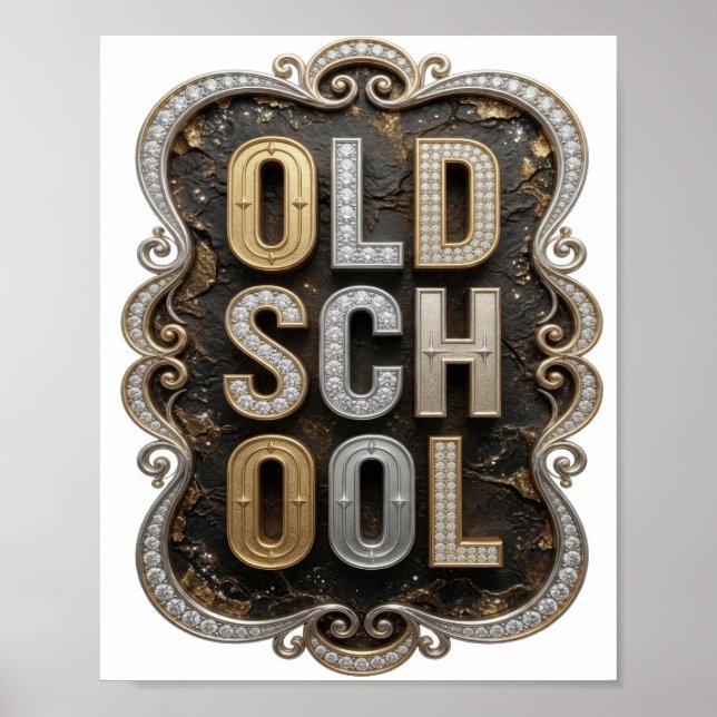 Klassiskt guld OLD SCHOOL Djärv design Poster (Framsidan)