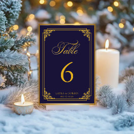 Klassiskt Guld Ram Kungligt Bröllop Bordsnummer