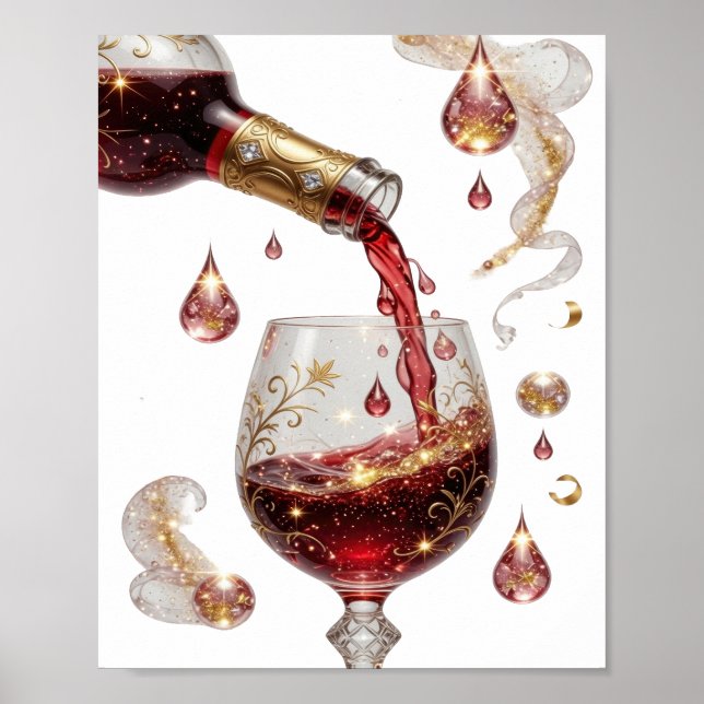 Klassiskt guld RÖTT VIN Poster (Framsidan)