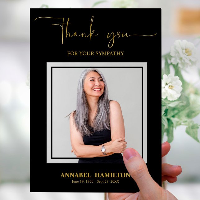 Klassiskt Guld-skript Sympathy Tack Photo Inbjudningar (Skapare uppladdad)