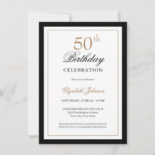 Klassiskt guld svart 50-årsdag inbjudningar