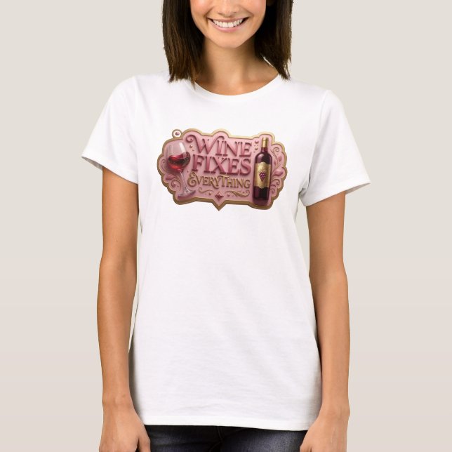 Klassiskt guld VIN FIXAR ALLT T-shirt (Framsida)