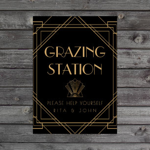 Klassiskt Guld Vintage Grasing Station Bord-tecken Poster