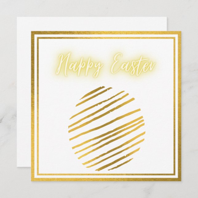 Klassiskt Guld White Egg Påsk Card (Fram/baksida)