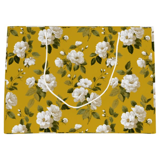 Klassiskt gult ros vitt blommönster (Framsidan)