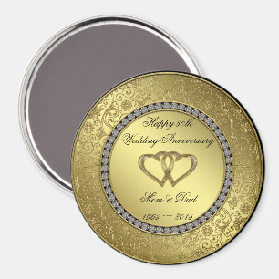 Klassiskt gyllene Bröllop-årsjubileum Magnet
