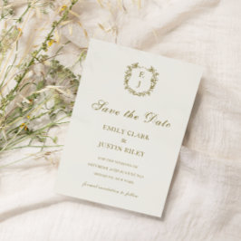 Klassiskt gyllene monogram Spara datumet Bröllop Inbjudningar