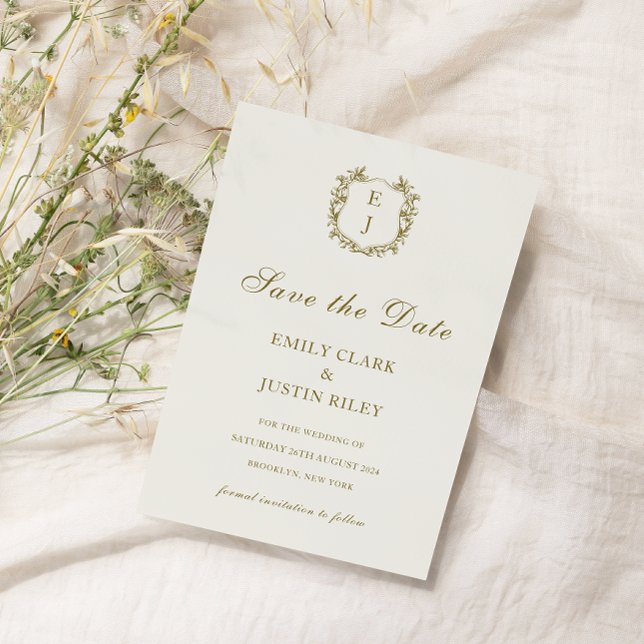 Klassiskt gyllene monogram Spara datumet Bröllop Inbjudningar (Skapare uppladdad)