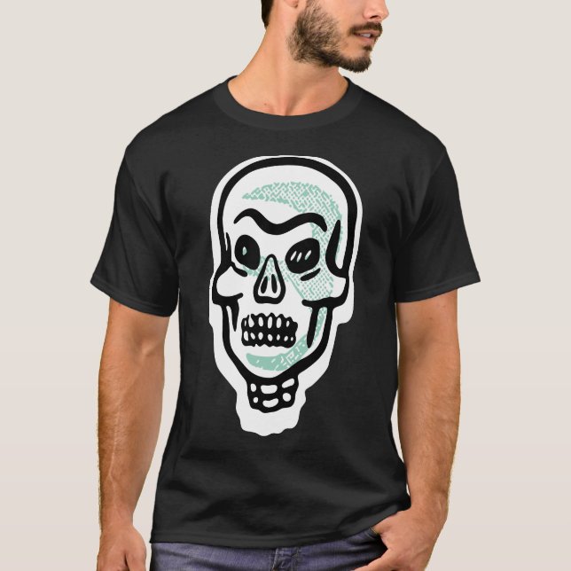 Klassiskt Halloween Skull | Högdagrar för grönt T Shirt (Framsida)