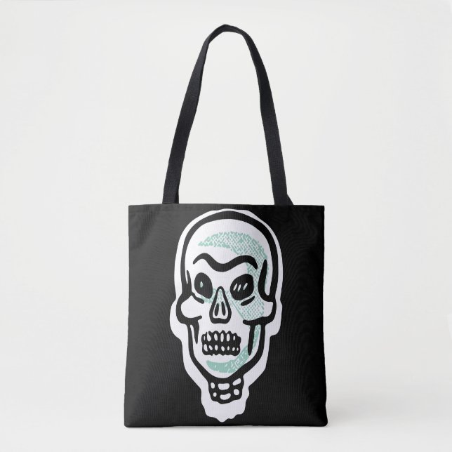 Klassiskt Halloween Skull | Högdagrar för grönt Tygkasse (Framsida)