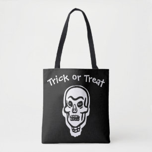 Klassiskt Halloween Skull Mörk Bus eller godis Tygkasse