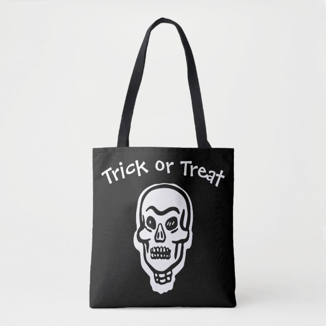 Klassiskt Halloween Skull | Mörk Bus eller godis Tygkasse (Framsida)