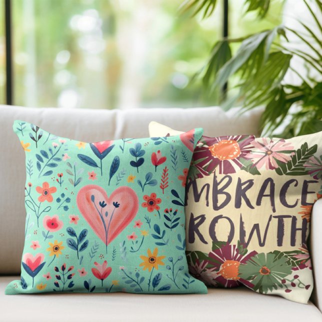 KLASSISKT HAND-DRAWN VATTENFÄRGSKÄRM BLOMMIGT HEAR KUDDE (Skapare uppladdad)