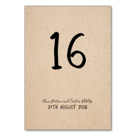 Klassiskt handskrivet Bordsnummer-kort Bordsnummer