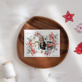 Klassiskt Helgdag Berries ett fotokort Julkort