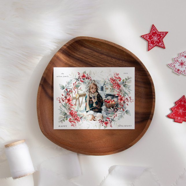 Klassiskt Helgdag Berries ett fotokort Julkort (Skapare uppladdad)