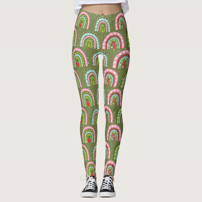 Klassiskt Helgdag Mönster - Färgfläckig regnbåge Leggings (Framsida)