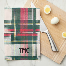 Klassiskt Helgdag Tartan Play Initialer Festive So Kökshandduk