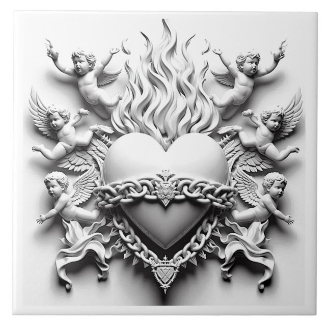 Klassiskt hjärta + kedja kakelplatta (Framsidan)