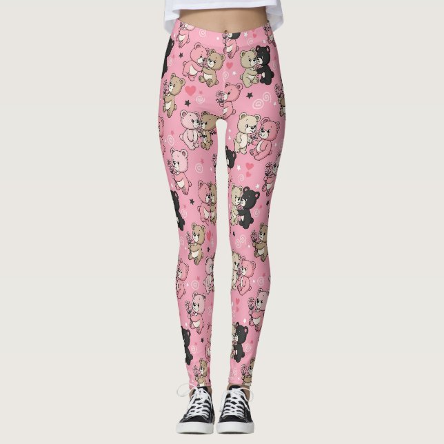 Klassiskt hjärtmönster för teddybjörn leggings (Framsida)