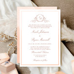 Klassiskt höggradigt monogram persikofärgat Bröllo Inbjudningar<br><div class="desc">Förtjusar vänner och familj med den här inbjudan från elegant bröllop som visar bra hand plockade leafy botaniskt monogram med brud och brudgumms initialer. Frontinbjudan trimmade med tunna persikor- och korallnyger vattenfärgen ram, medan inbjudan med vacker vattenfärg tvättar i persikor, kräm, dammig orange och korallnyans. Ren och enkel fullt av...</div>