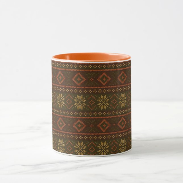 Klassiskt höst-/vintermönster med fair isle-/flärg mugg (Center)