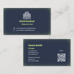 Klassiskt Hotel Blue-Affärskort med QR-kod Visitkort