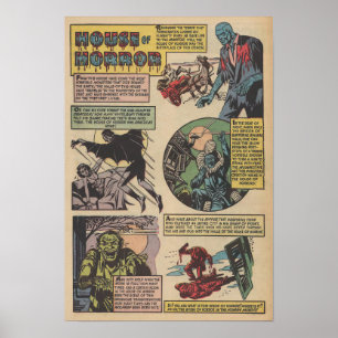Klassiskt hus för fasor Tecknad Bok-monster Poster