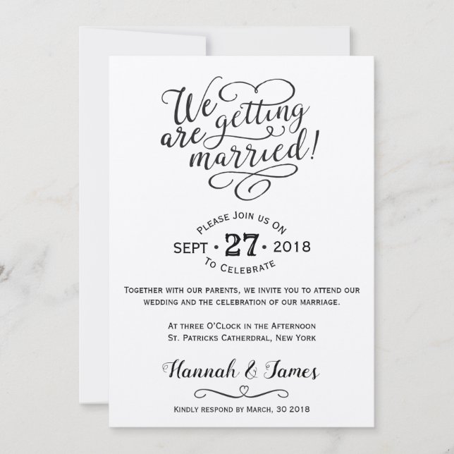 KLASSISKT INBJUDANDEKORT FÖR WEDING - KRAFT PAPPER INBJUDNINGAR (Framsida)