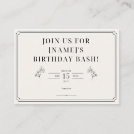 Klassiskt inbjudet födelsedagskort i ramformat tilläggskort