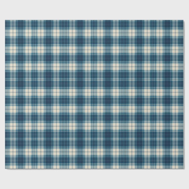 Klassiskt indigo-rutigt omslagspapper presentpapper (Platt)