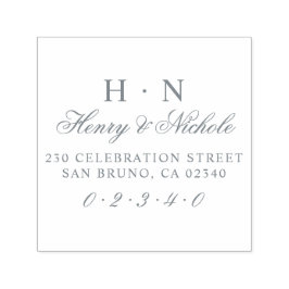 Klassiskt Initialer Bröllop Namn och Returadress Självfärgande Stämpel