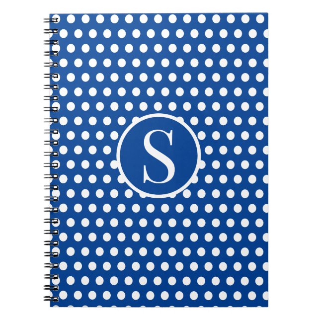 Klassiskt inledande marinblått brev Polka dots Anteckningsbok (Framsidan)