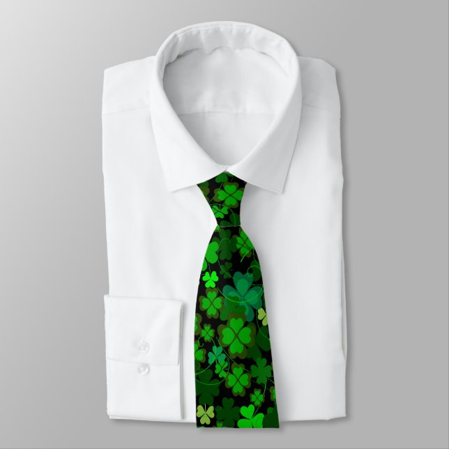 Klassiskt Irish Shamrock Dubbla Sided Tie Slips (Bunden)