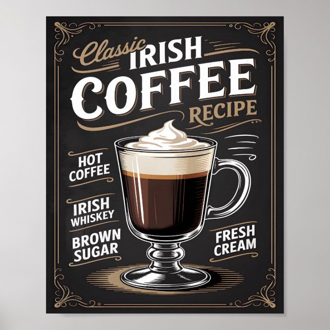 Klassiskt irländskt kafferecept Vintage  Poster (Framsidan)