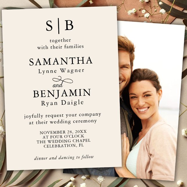 Klassiskt ivorianfoto Bröllop Inbjudningar (Skapare uppladdad)