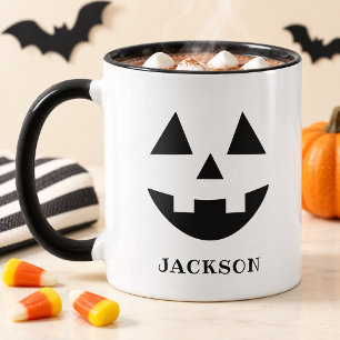 Klassiskt Jack O Lantern-ansikte Namn Halloween Mugg