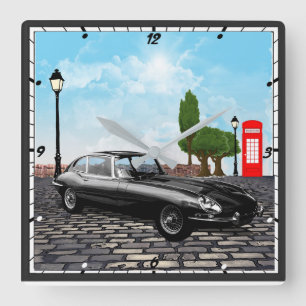 Klassiskt Jaguar E-typspärr Fyrkantig Klocka