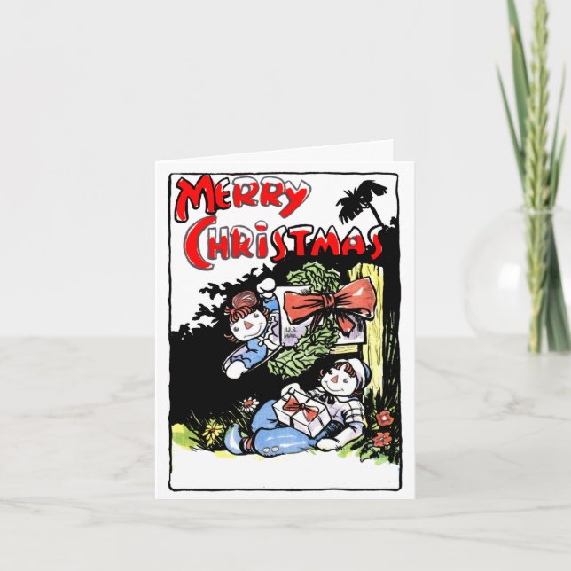 Klassiskt Johnny Gruelle-julkort Helgkort (Framsida)