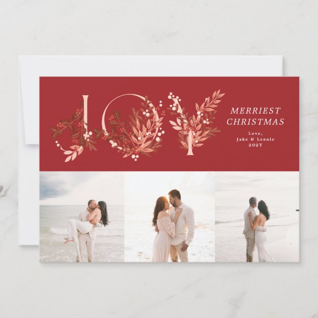 Klassiskt Jul - rött JOBY 3 Photo Julkort (Framsida)