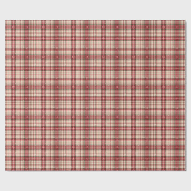 Klassiskt jul tartan inslagspapper med snö presentpapper (Platt)