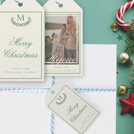 Klassiskt julfamiljsmonogram presentetikett