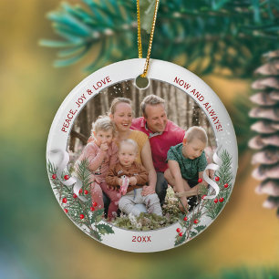 Klassiskt julfoto i familjen Silver Ram Julgransprydnad Keramik